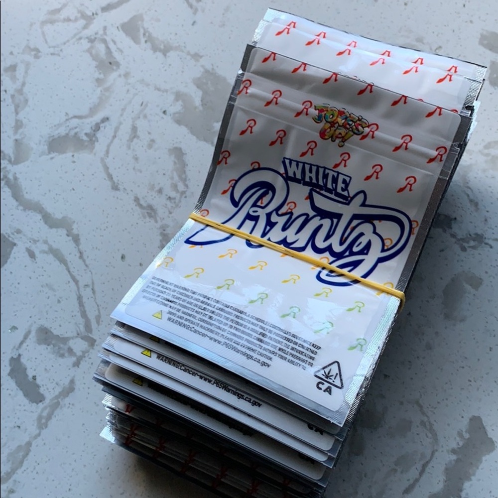 White Runtz Mylar Baggies Seals Ziplocks 10pc New